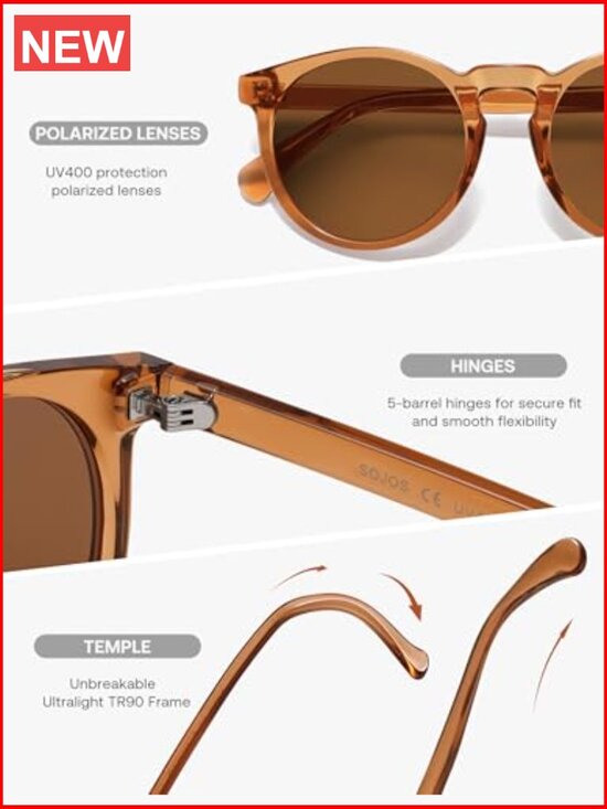 Polarized Round Sunglasses UV400 Protection TR90 Frame main image 6